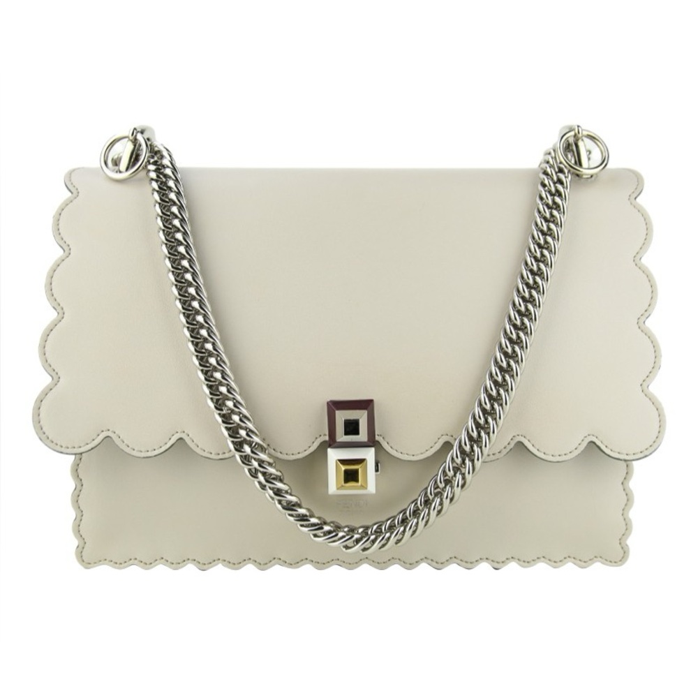 Fendi Vitello Liberty Scalloped Kan I in Grigio Polvere